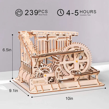 ROKR Blocks Marble Race Run Maze Balls Track DIY 3D Wooden Puzzle Coaster Model Building Kits Toys for Drop Shipping