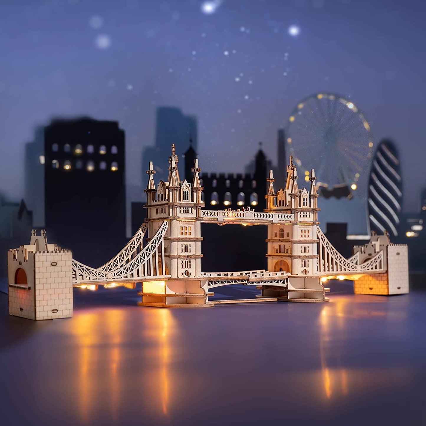 Rolife DIY 3D Tower Bridge Big Ben Famous Building Wooden Puzzle Game Easy Assembly Toy Gift for Children Teen Adult