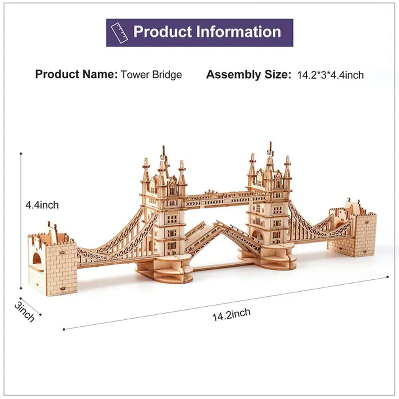 Rolife DIY 3D Tower Bridge Big Ben Famous Building Wooden Puzzle Game Easy Assembly Toy Gift for Children Teen Adult