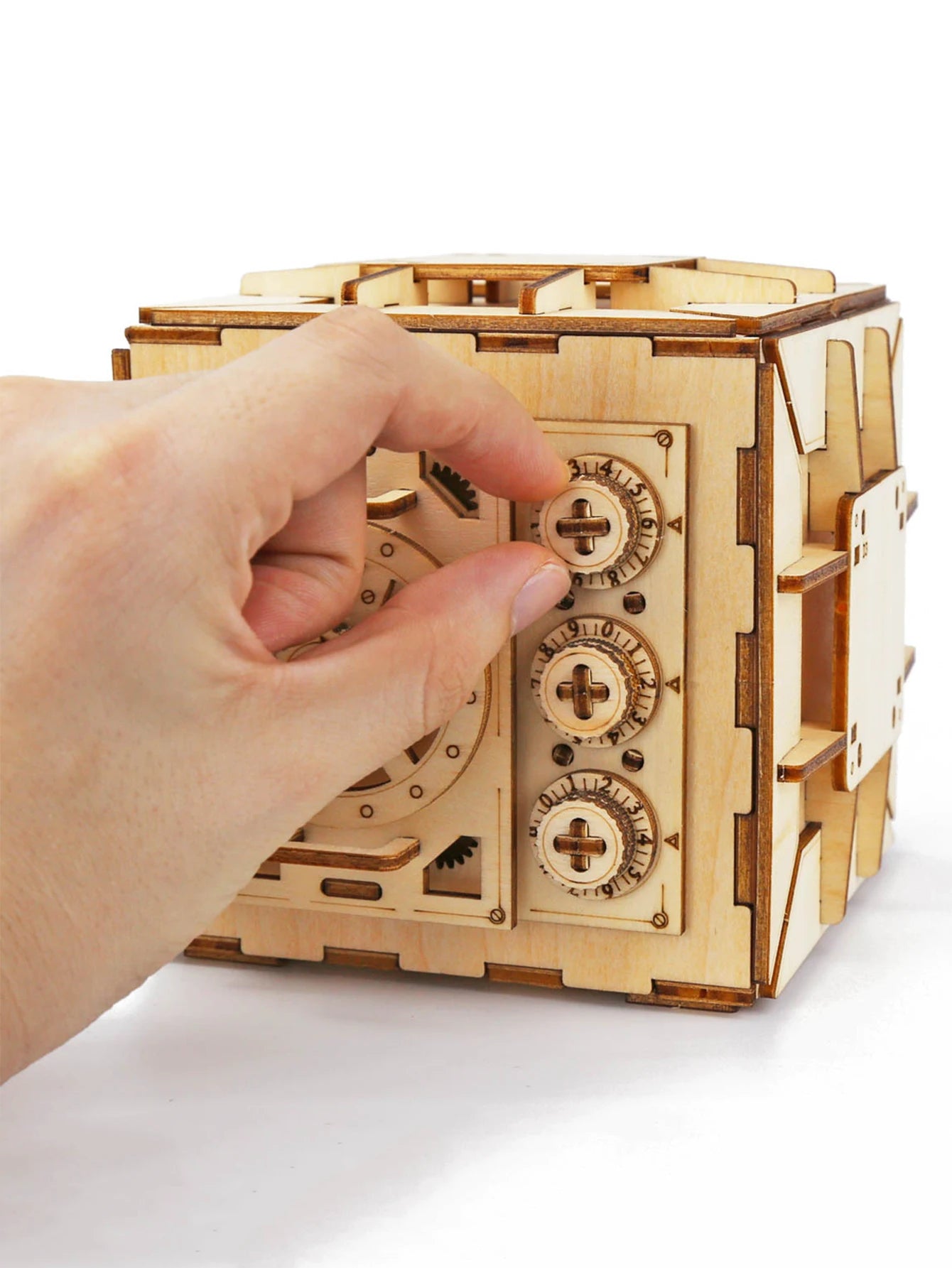 3D Wooden Puzzle DIY Locker Puzzle Box with Combination Model Kit for Adults and Kids to Build Mechanical Store Your Precious