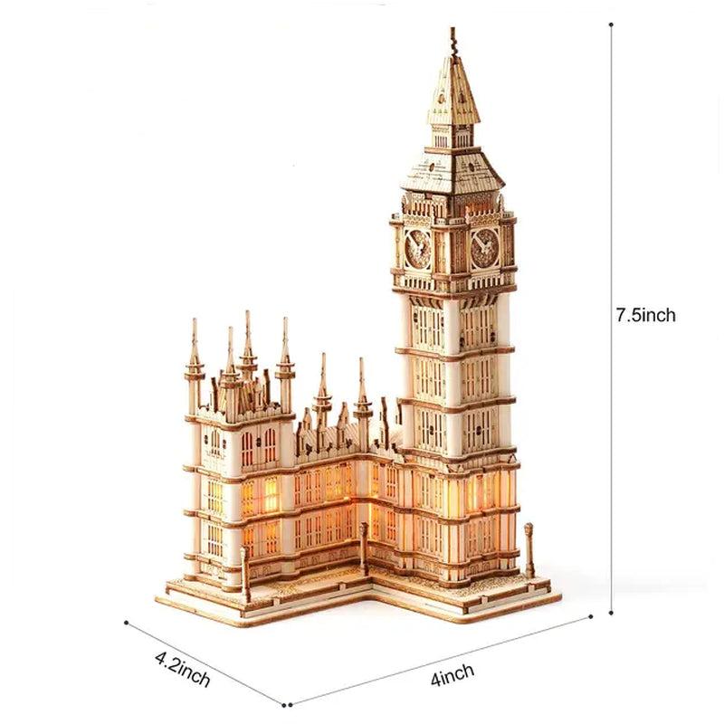 Rolife DIY 3D Tower Bridge Big Ben Famous Building Wooden Puzzle Game Easy Assembly Toy Gift for Children Teen Adult