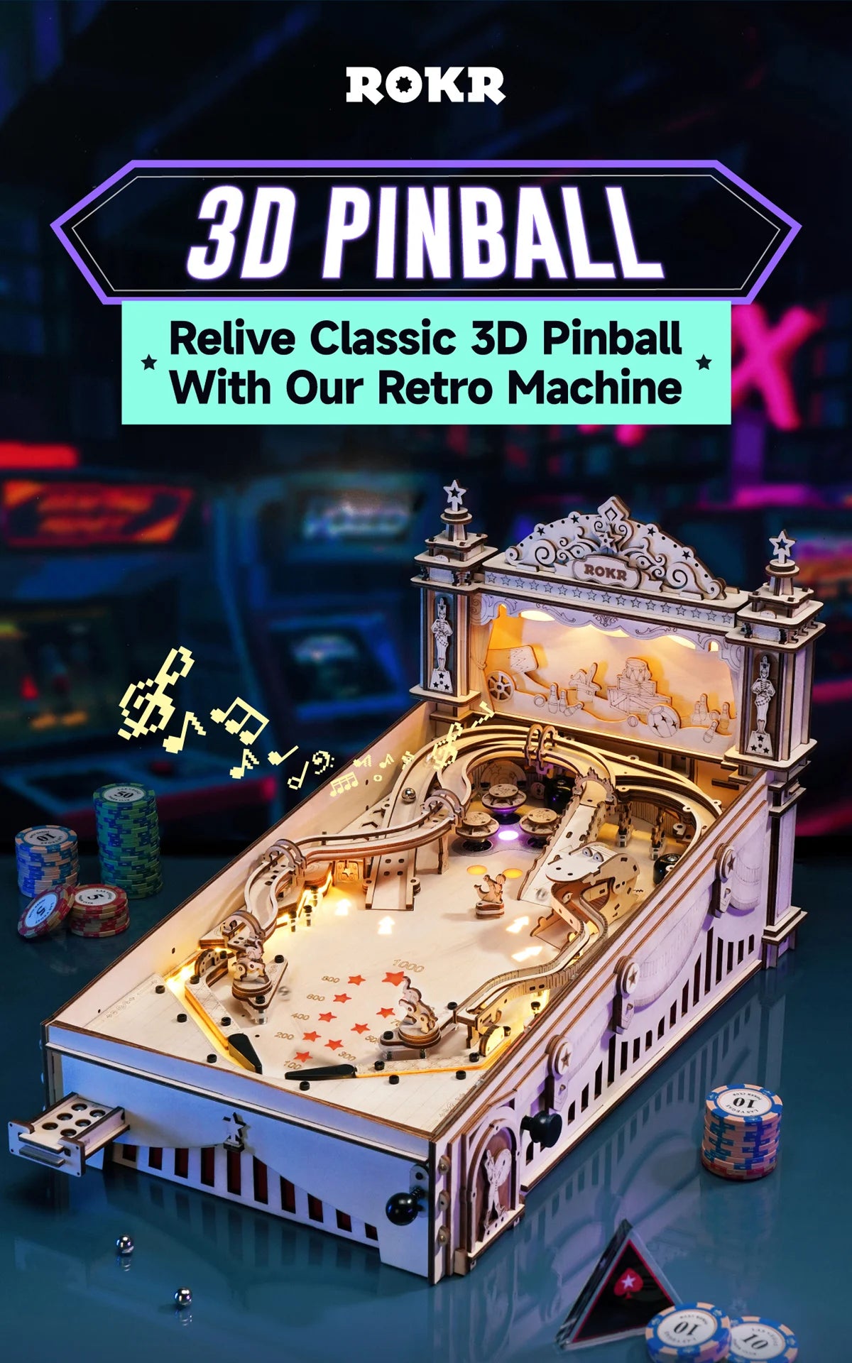 Classic Wooden Pinball Game - Zephyr