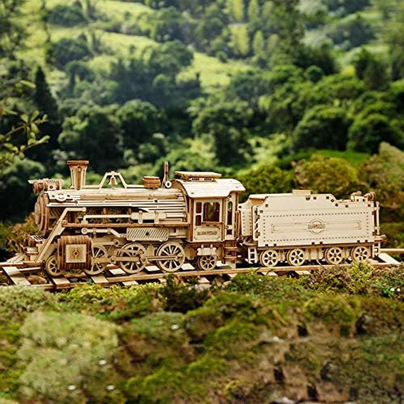 DIY 3D Wooden Puzzle – Prime Steam Express Train Laser Cut Assembly 1:80 Scale Model Building Kit Brain Teaser Educational STEM Toy Adults Teens to Build Safe and Non-Toxic Wood MC501A