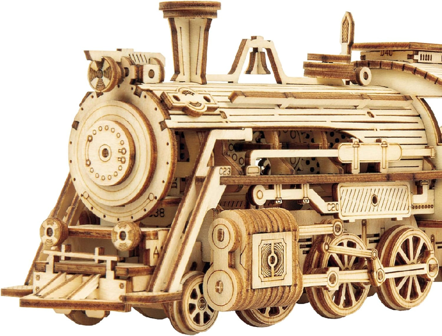 DIY 3D Wooden Puzzle – Prime Steam Express Train Laser Cut Assembly 1:80 Scale Model Building Kit Brain Teaser Educational STEM Toy Adults Teens to Build Safe and Non-Toxic Wood MC501A