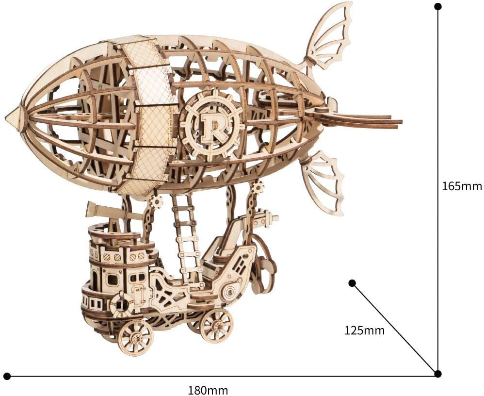 3D Wooden Assembly Puzzle Wood Craft Kit-Diy Model Toy-Home Decoration-Best Educational Christmas Birthday Day Gift for Boys Girls Friends Son Adult (Airship)